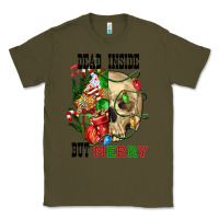 Army Green Dead İnside But Merry Human Skull Classic Tee - FaDigitalArtStudio