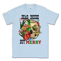 Dusty Blue Dead İnside But Merry Human Skull Classic Tee - FaDigitalArtStudio