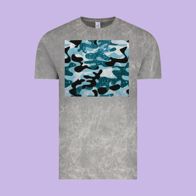 Blue Camouflage Glitter Vintage Tee Designed By Barkaloodesign