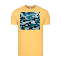Vintage Mustard blue camouflage glitter Vintage Tee - BarkalooDesign