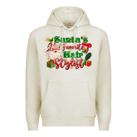 Oatmeal Heather santas favorite hair stylist Premium Hoodie - MaliasSmallBusiness