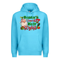Ocean Blue santas favorite hair stylist Premium Hoodie - MaliasSmallBusiness