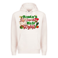 Pale Pink santas favorite hair stylist Premium Hoodie - MaliasSmallBusiness