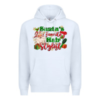 White santas favorite hair stylist Premium Hoodie - MaliasSmallBusiness