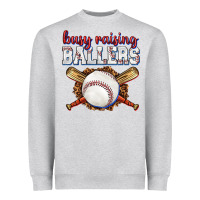 Heather Grey busy raising ballers baseball Heavyweight Sweatshirt - texasbilliewilder