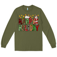 Army Green happy holiday christmas Long Sleeve Tee - FaDigitalArtStudio