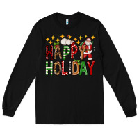 Black happy holiday christmas Long Sleeve Tee - FaDigitalArtStudio