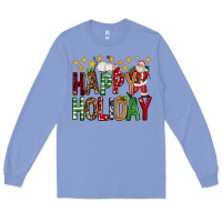 Colony Blue happy holiday christmas Long Sleeve Tee - FaDigitalArtStudio