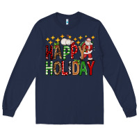 Navy happy holiday christmas Long Sleeve Tee - FaDigitalArtStudio