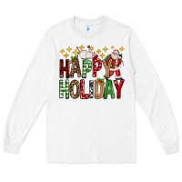 White happy holiday christmas Long Sleeve Tee - FaDigitalArtStudio