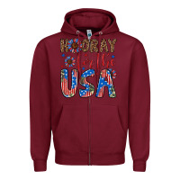 Burgundy hooray for the usa Zipper Hoodie - Artiststas