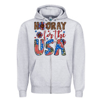 Heather Grey hooray for the usa Zipper Hoodie - Artiststas
