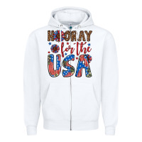 White hooray for the usa Zipper Hoodie - Artiststas
