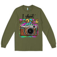 Army Green i shoot people tie dye gemstone vintage camera Long Sleeve Tee - FaDigitalArtStudio