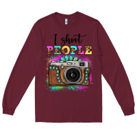 Burgundy i shoot people tie dye gemstone vintage camera Long Sleeve Tee - FaDigitalArtStudio