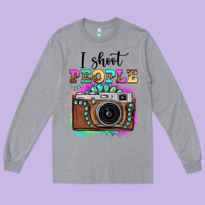 I Shoot People Tie Dye Gemstone Vintage Camera Long Sleeve Tee Designed By Fadigitalartstudio