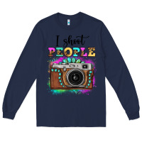 Navy i shoot people tie dye gemstone vintage camera Long Sleeve Tee - FaDigitalArtStudio