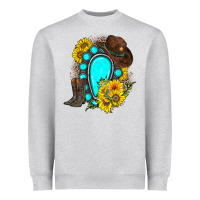 Heather Grey western turquoise gemstone Heavyweight Sweatshirt - Zillion Design Studio