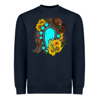 Navy western turquoise gemstone Heavyweight Sweatshirt - Zillion Design Studio