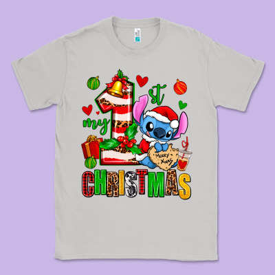 My First Christmas Stitch Classic Tee Designed By Adodesignshop