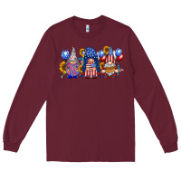 Burgundy america gnomes Long Sleeve Tee - RacoonDesign
