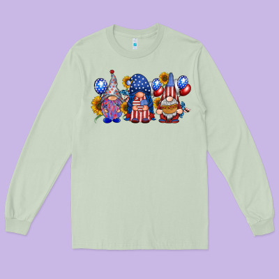 America Gnomes Long Sleeve Tee Designed By Racoondesign