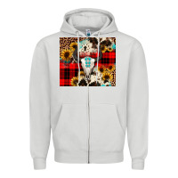Dove Grey bullskull Sunflower Zipper Hoodie - JahusDesignShop