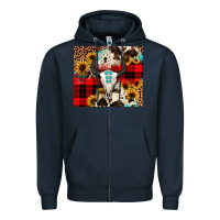 Navy bullskull Sunflower Zipper Hoodie - JahusDesignShop