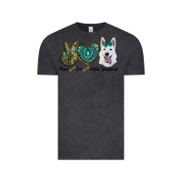 Vintage Black peace love white sepherd Vintage Tee - RanaPortraitStore
