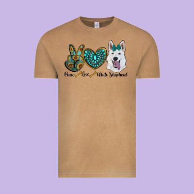 Peace Love White Sepherd Vintage Tee Designed By Ranaportraitstore