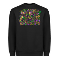 Black Mardi Gras Fleur De Lis Heavyweight Sweatshirt - RanaPortraitStore