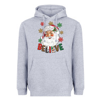 Heather Grey Believe Christmas Heavyweight Hoodie - NancyCooperArtShop