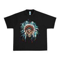Black indian headdress with native american skull Urban Heavy Tee - RanaPortraitStore