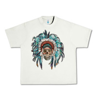 Pistachio indian headdress with native american skull Urban Heavy Tee - RanaPortraitStore