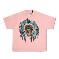 Salmon indian headdress with native american skull Urban Heavy Tee - RanaPortraitStore