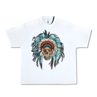 White indian headdress with native american skull Urban Heavy Tee - RanaPortraitStore