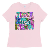 Bubblegum Pink touch me and i will bite Ladies Tee - AdoDesignShop