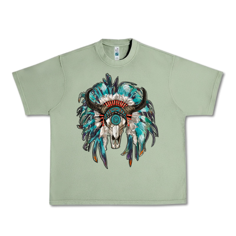 Indian Headdress With Bull Skull Urban Heavy Tee by RanaPortraitStore | Teevron