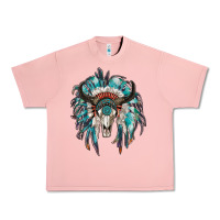 Salmon indian headdress with bull skull Urban Heavy Tee - RanaPortraitStore