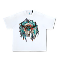 White indian headdress with bull skull Urban Heavy Tee - RanaPortraitStore