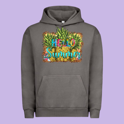 Hello Summer Pineapple Urban Hoodie Designed By Barkaloodesign
