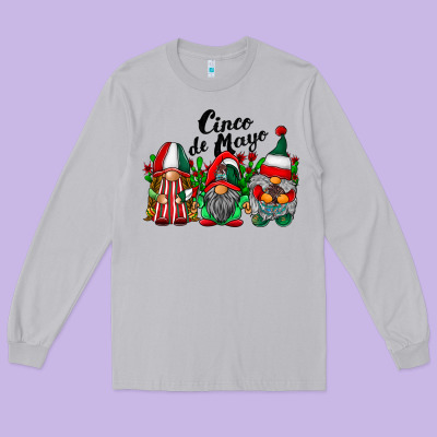 Cinco De Mayo Mexican Flag Gnomes Long Sleeve Tee Designed By Racoondesign