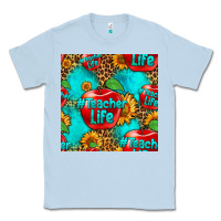 Dusty Blue teacher apple seamless pattern Classic Tee - HRA Design Shop