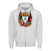 Dove Grey bullskull christmas Zipper Hoodie - JahusDesignShop