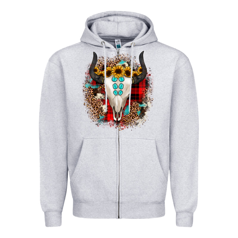 Bullskull Christmas Zipper Hoodie by JahusDesignShop | Teevron