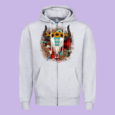 Bullskull Christmas Zipper Hoodie Designed By Jahusdesignshop