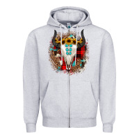Heather Grey bullskull christmas Zipper Hoodie - JahusDesignShop