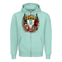 Seafoam bullskull christmas Zipper Hoodie - JahusDesignShop