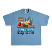 Pebble Blue teachers change the world Urban Heavy Tee - BarkalooDesign