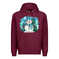 Burgundy winter snowman Premium Hoodie - MaliasSmallBusiness